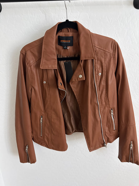 BROWN FAUX LEATHER JACKET
