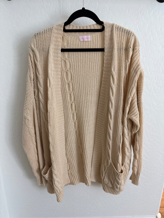 CREAM CABLE KNIT CARDIGAN