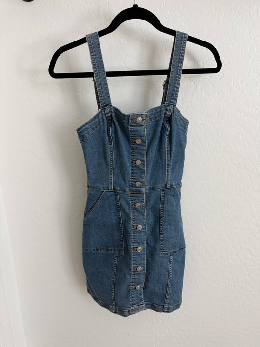 DENIM BUTTON MINI DRESS