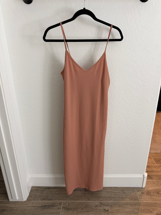 DUSTY PINK MIDI SLIP DRESS