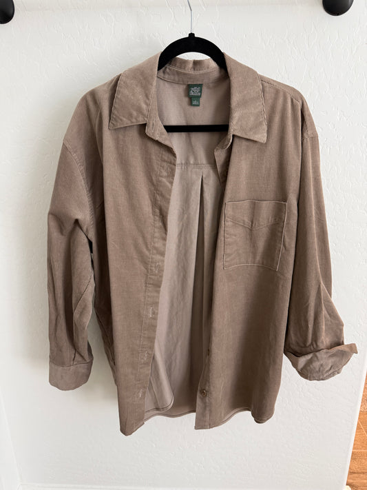 KHAKI CORDUROY BUTTON UP