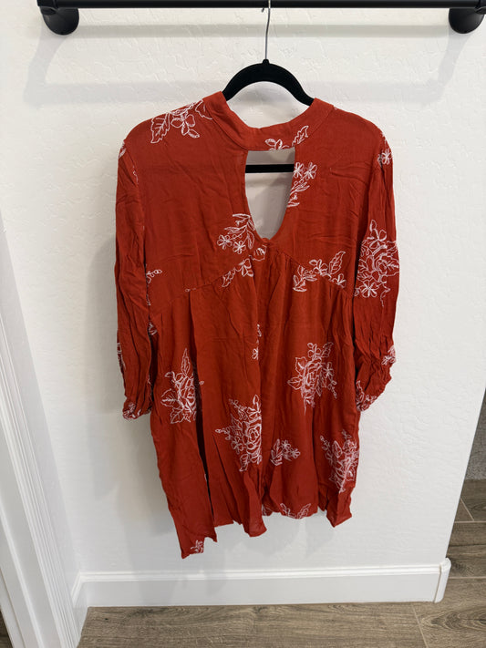 FLORAL RUST BABYDOLL DRESS